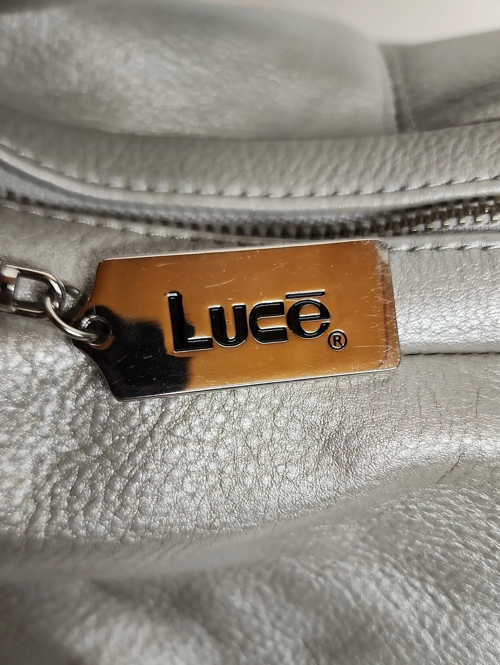 LUCE Sleek Pebbled Leather Shoulder Hobo Bag in Light Gray Minimalist Quality!